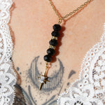 collier pendule, bijoux spirituel, bijoux obsidienne dorée