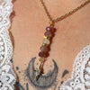 collier pendule, quartz fraise, pendule quartz fraise, pierre de lune,, bijoux spirituel