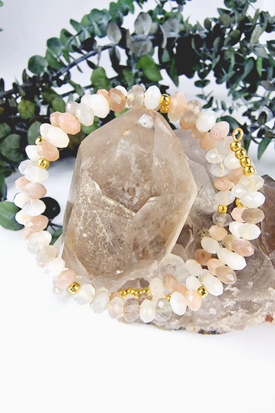 bracelet pierre de lune multicolore, bijoux spirituel bohème-chic