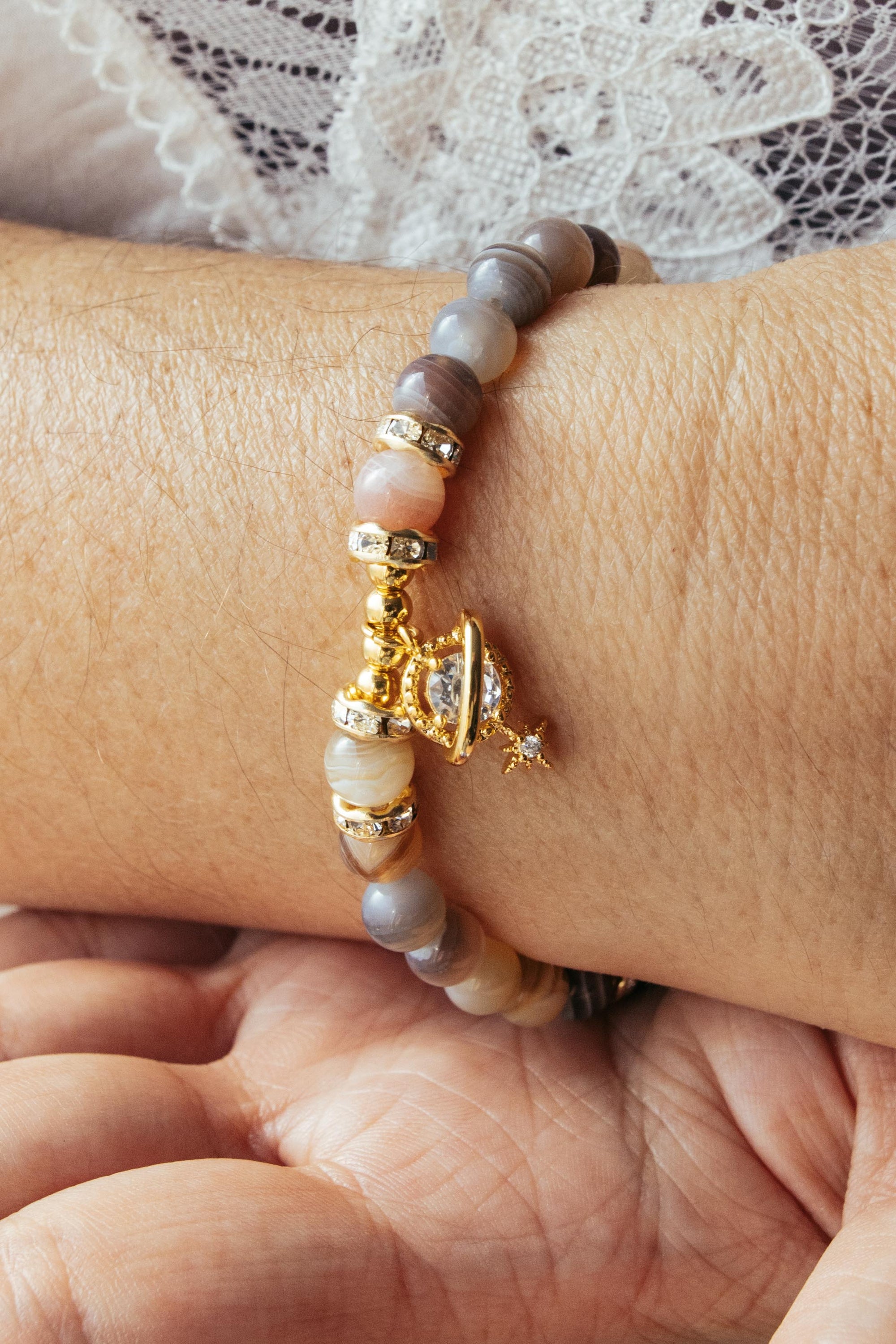 bracelet agate Bostswana, bracelet pierres naturelles, bijoux spirituel